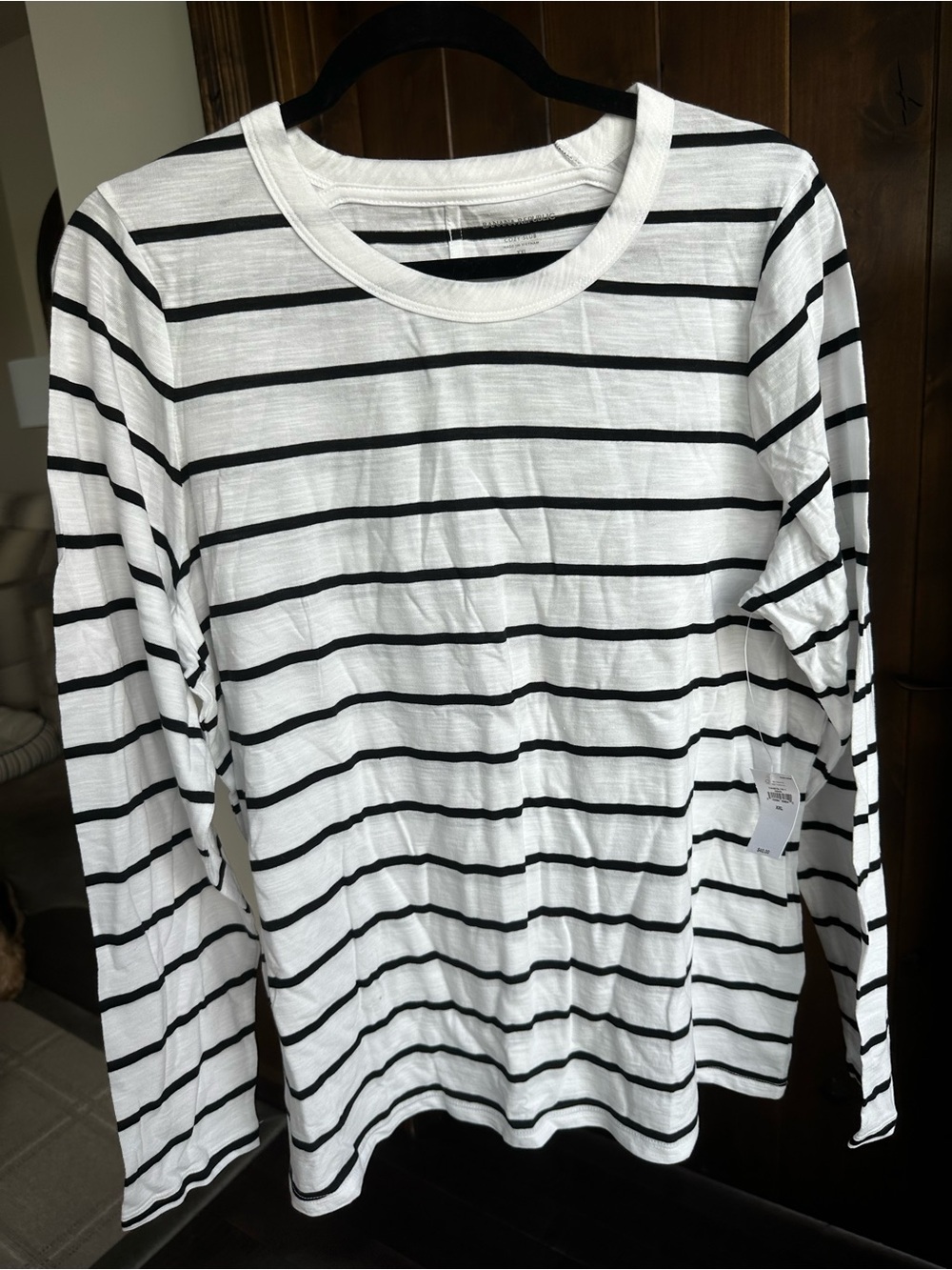 Banana republic Long-Sleeve White Tee with Black Stripes